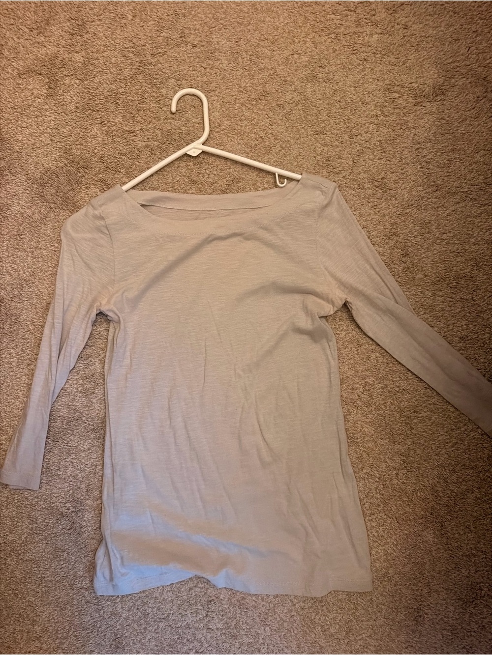 LOFT Light Gray Boatneck Long Sleeve Top